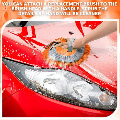 Layhit 5 Pcs Car Wash Mitt Set, Brush Not Included, Microfiber Mitt Cleaning Car Truck Washing Tools Kit RV Pickup Chenille Scratch Replacement(Orange)