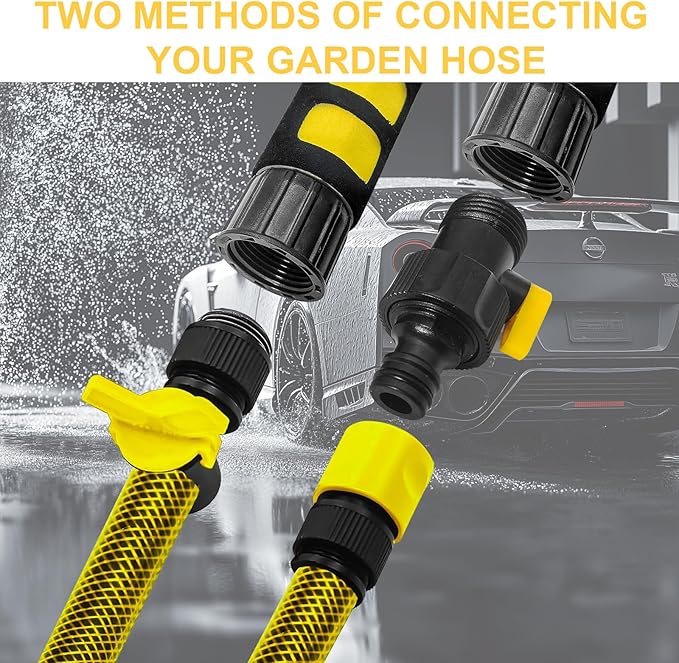 Car Wash Brush with 65'' Long Handle, Soft Bristle Car Washing Brush with Detachable Handle and Hose Attachment for RV, Boat, Car, House Siding, Floors