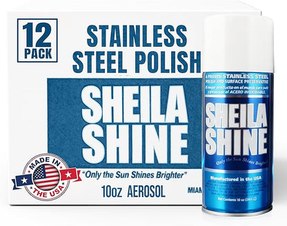 Sheila Shine 12 x 10oz Stainless Steel Cleaner and Polish - Removes Grease, Fingerprint & Watermark - Kitchen Appliances, Refrigerators, Sinks, Ovens & Grills - Stainless Steel Sprays Cleaner