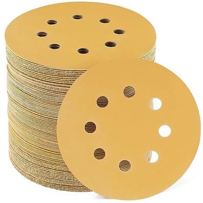 LotFancy 100 PCS 400 Grit Sandpaper, 5 Inch 8 Hole Sanding Disc Aluminum Oxide, Orbital Sander Sandpaper for Stripping Paint, Sand Paper for Wood, Plastic, Rust Removal, Random Orbital Sander Pads
