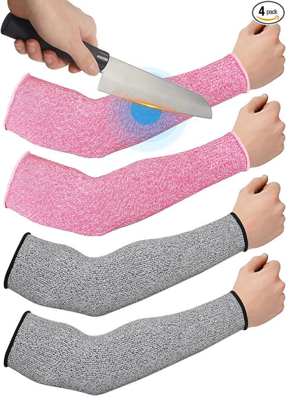 Geyoga 2 Pairs Arm Sleeves Guards Arm Protectors for Thin Skin and Bruising Protective Cut Resistant Sleeves for Men Women(Large,Hppe,Gray, Pink)