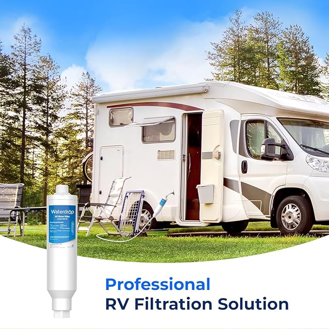 Waterdrop RV/Marine Water Filter, Camper Water Filter, NSF Certified, Garden Hose Filter, Greatly Reduces Chlorine, Bad Taste, Odor, 4 Pack