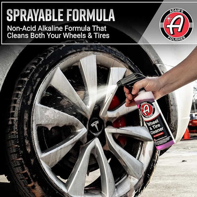 Adam's Polishes Wheel & Tire Cleaner (16oz, Pack of 2) - Professional All in One Tire & Wheel Cleaner Car Wash Well Cleaning Spray for Car Detailing, Safe On Most Rim Finishes