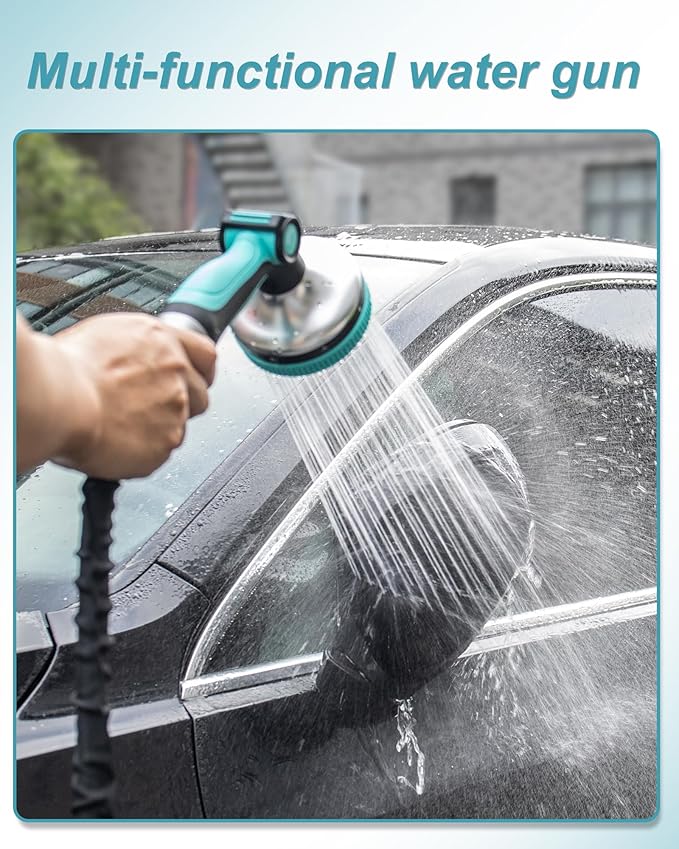 Garden Hose Nozzle, Heavy Duty Water Hose Sprayer Nozzle with 3.5" Ultra-Wide Spray, 8 Adjustable Modes - Ergonomic Thumb Control, Anti-Slip Grip for Watering, Cleaning, Pets, Car Washing