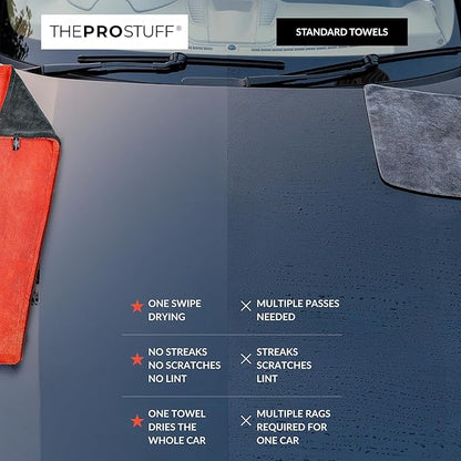 The Pro Stuff® Car Drying Towel - Extra-Large 24×36 inch (2×3 ft) | Super Absorbent | Twisted Loop Microfiber | Dual-Sided, Lint-Free, Scratch-Free, 1400 GSM Drying Towel for Car Detailing (X Large)