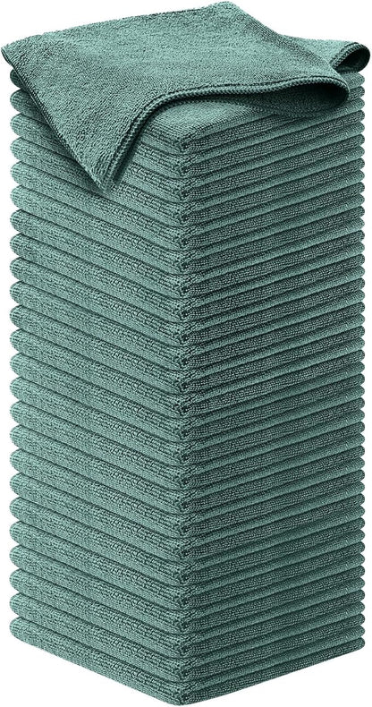 USANOOKS Microfiber Cleaning Cloth - 1200 Washes, Ultra Absorbent Towels Grip Root Weave Grime - 50pack - Dark Green