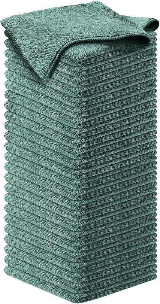 USANOOKS Microfiber Cleaning Cloth - 1200 Washes, Ultra Absorbent Towels Grip Root Weave Grime - 50pack - Dark Green