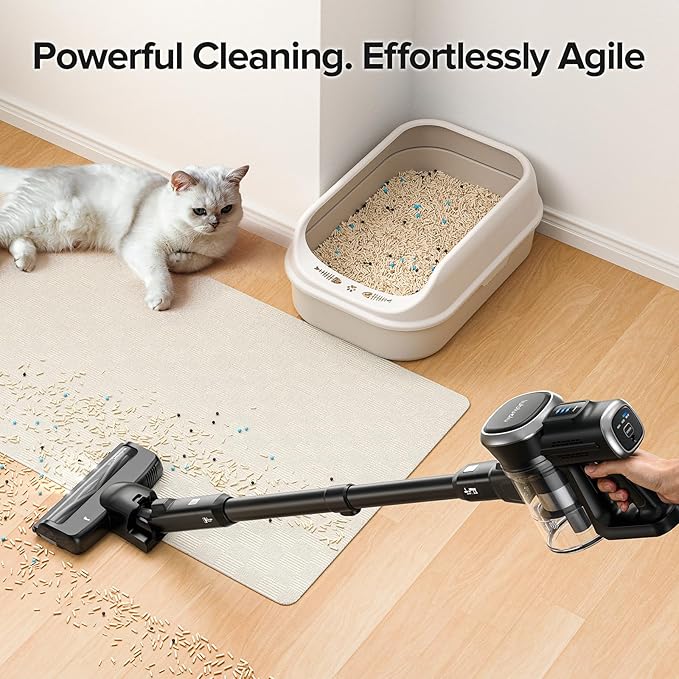 Lubluelu Upgraded 45kPa Cordless Vacuum Cleaner with Powerful Suction, Self-Standing Stick Vacuum Up to 50mins Runtime, Detachable Battery, Versatile Vacuum for Home, Carpet, Hard Floor, Pet Hair