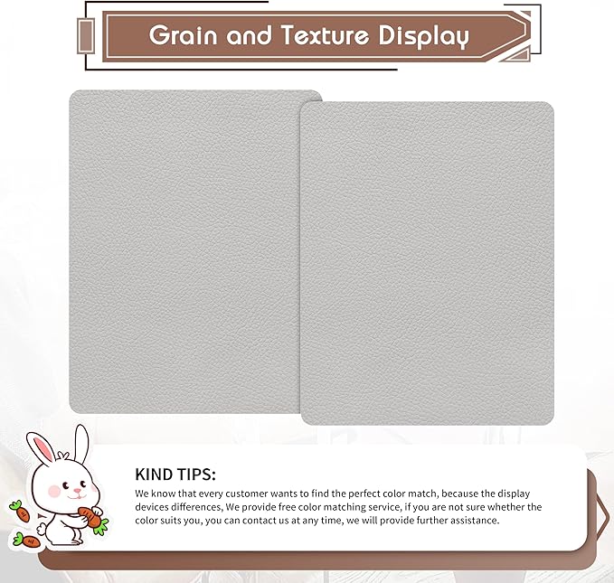 KING MOUNTAIN Leather Repair Patch,2 Packs 9 x 11 Inches self Adhesive Leather Repair Tape for Damaged Leather Furniture, Sofa Seating,Car Seats, Leather Goods (Light Grey)