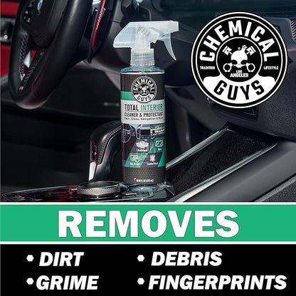 Chemical Guys Total Interior Cleaner & Protectant - New Car Scent, Car Cleaning Spray, Cleans and Protects Leather, Vinyl, Plastic, Rubber, and Glass, Safe for Trucks, SUVs, Jeeps, RVs & More - 16 oz