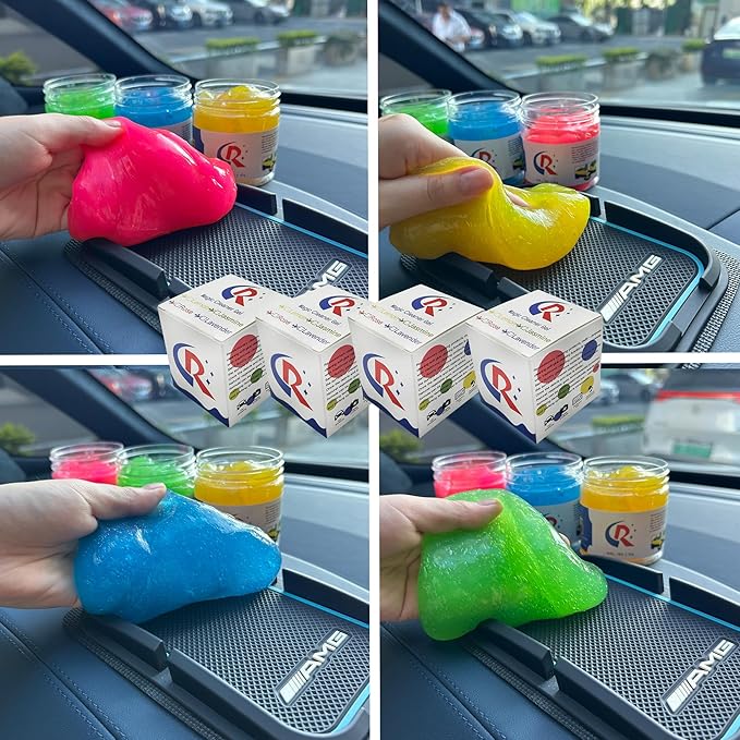 CR CHRWLIN 12-Pack Car Cleaning Gels Car Interior Cleaner Putty Slime Auto Detailing Tools Universal Dust Removal Cleaning Kit for Car Accessories Vents 3C Office Four Scented