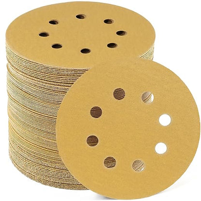 LotFancy 100 PCS 180 Grit Sandpaper, 5 Inch 8 Hole Sanding Disc Aluminum Oxide, Orbital Sander Sandpaper for Stripping Paint, Sand Paper for Wood, Plastic, Rust Removal, Random Orbital Sander Pads