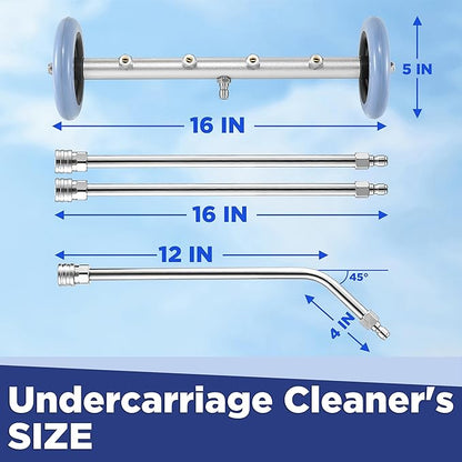 RIDGE WASHER Pressure Washer Undercarriage Cleaner, 16 Inch Undercarriage Washer with Foam Cannon, Under Car Cleaner with Straight Extension Wand, 4000 PSI