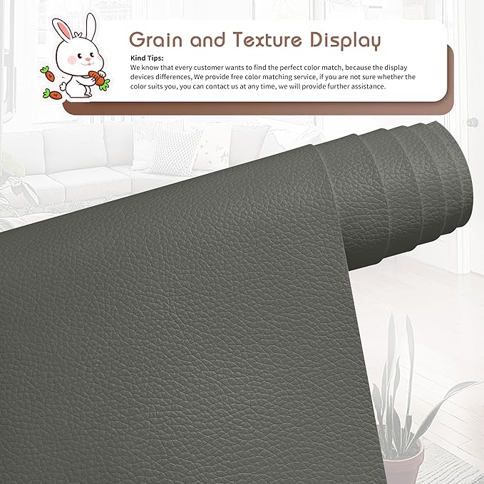 KING MOUNTAIN Leather Repair Tape, 16 x 60 Inches, Gray, Self-Adhesive, Waterproof, Eco-Friendly