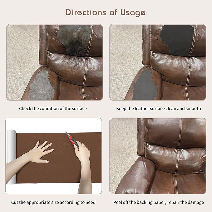KING MOUNTAIN Leather Repair Patch,16 x 60 Inches self Adhesive Leather Repair Tape for Damaged Leather Furniture, Sofa Seating,Car Seats, Leather Goods(Beige White)