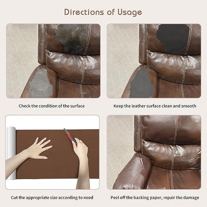 KING MOUNTAIN Leather Repair Patch,16 x 60 Inches self Adhesive Leather Repair Tape for Damaged Leather Furniture, Sofa Seating,Car Seats, Leather Goods(Beige White)