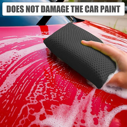 4 PCS Bug Scrubber Sponge Car, Bug Remover Wash Sponge，Car Cleaning Sponge for Bugs, Tar, Grime - Paint-Safe, Reusable Wash Sponges Kit(Gray)