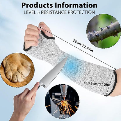 Tyqour 2Pcs Cut Resistant Sleeves Soft Arm Protectors Sleeve for Thin Skin and Bruising Safety Arm Sleeves Arm Guards for Biting Gardening Kitchen Farm Work