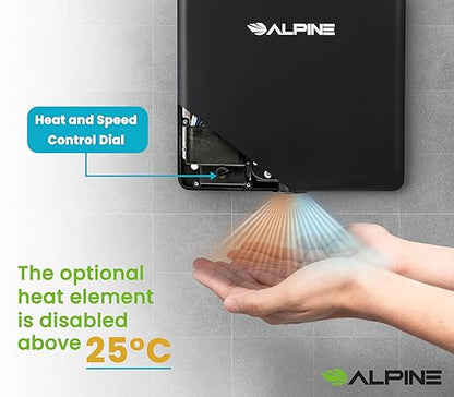 Alpine Hand Dryers for Bathrooms Commercial Extreme Speed Automatic Electric Hand Dryer for Home Bathroom/Restaurant with HEPA Filter, Heat & Speed Control - ADA Compliant (120v Matt Black)