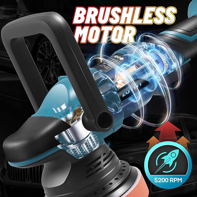 Cordless Car Buffer Polisher for Makita 18V Battery (Not Included), 5 Inch Orbital Polisher, 6 Variable Speed, Buffer Waxer Kit for Car Boat Detailing, Polishing, Scratch Removing