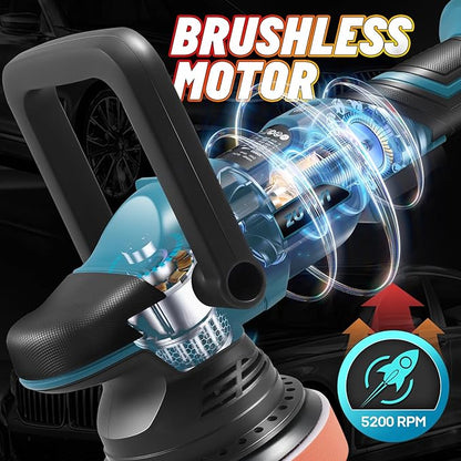Cordless Car Buffer Polisher for Makita 18V Battery (Not Included), 5 Inch Orbital Polisher, 6 Variable Speed, Buffer Waxer Kit for Car Boat Detailing, Polishing, Scratch Removing