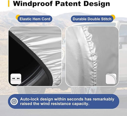 Explore Land Weatherproof Tire Covers 4 Pack Alumium Wheel Protector for Truck, SUV, Trailer, Camper, RV,S (Fits Diameter 29"-31.75"), Silver, Set of 4