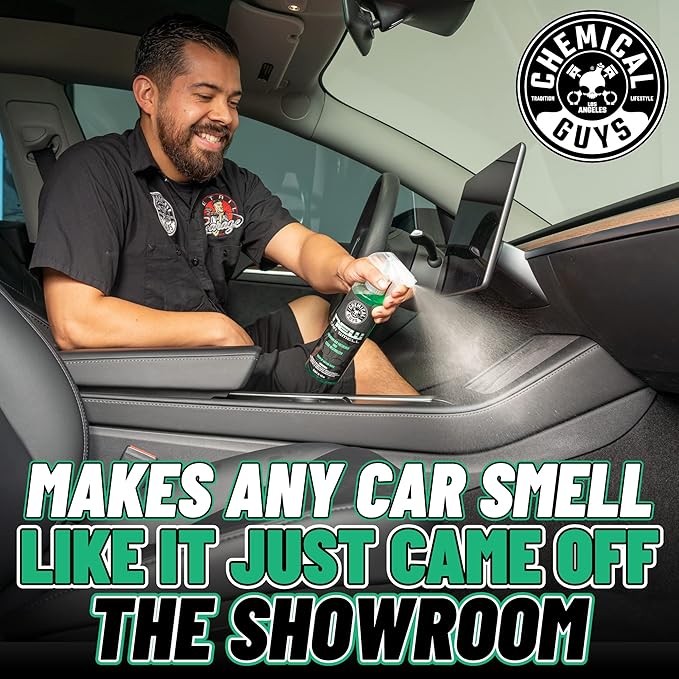 Chemical Guys New Car Smell Premium Air Freshener & Odor Eliminator - Fresh Interior Scent Spray for Cars, Trucks, SUVs, RVs, and More - Use in Home, Office, or Garage - 32 oz