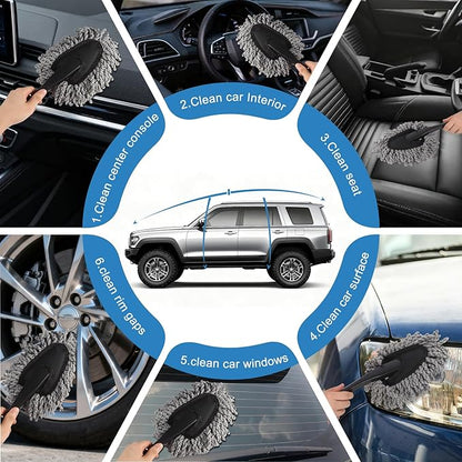 Car Detailing Brush Kit with Detail Brushes,Car Interior Detailing Brushe,Car Dust Brush,Cleaning Gel,Car Interior Cleaning Tool for Truck, SUV, Interior Car Accessories