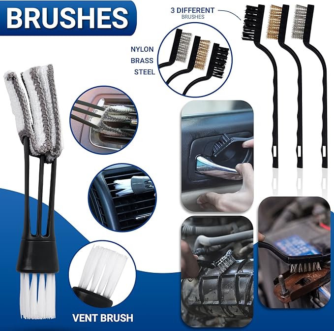 Cuoreca 31pcs Car Detailing Kit Interior and Exterior Cleaner, Car Cleaning Kit with Professional Car Detailing Brush Set, Car Wash Kit and Auto Detailing Kit. Reusable, Perfect for Cars and Bikes
