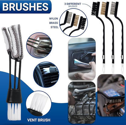 Cuoreca 31pcs Car Detailing Kit Interior and Exterior Cleaner, Car Cleaning Kit with Professional Car Detailing Brush Set, Car Wash Kit and Auto Detailing Kit. Reusable, Perfect for Cars and Bikes