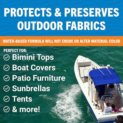 Fabric Waterproof Spray, 1 Gallon Heavy Duty Waterproofing Protector and Water Proof Repellent for Outdoor Marine Canvas, Boat Tops, Vinyl Seats, Tents, Clothing, Boots, Jackets, and Clothes