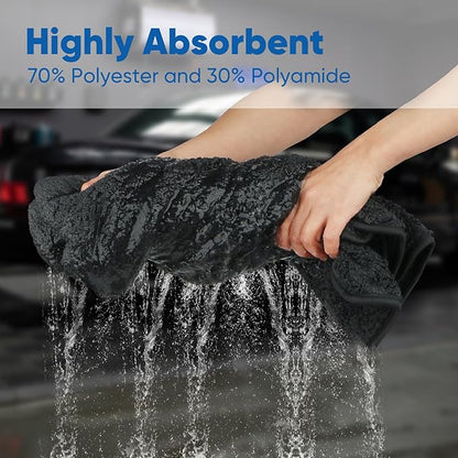 HOMEXCEL Car Drying Towel (24"x 16"), 1200GSM Ultra Absorbent Car Cleaning Cloth, Streak-Free Microfiber Drying Towel, Great for Cars, Trucks, SUVs, RVs, Motorcycles, 2 Packs