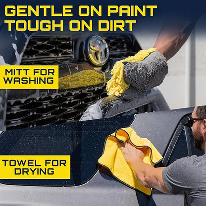 Foam Cannon Pressure Washer Gun, Stubby Foam Sprayer for Car Wash, Power Washer Swivel for Pressure Washers - Incl. Wash Mitt & Microfiber Towel, Ultimate Detailing Kit for Deep Cleaning
