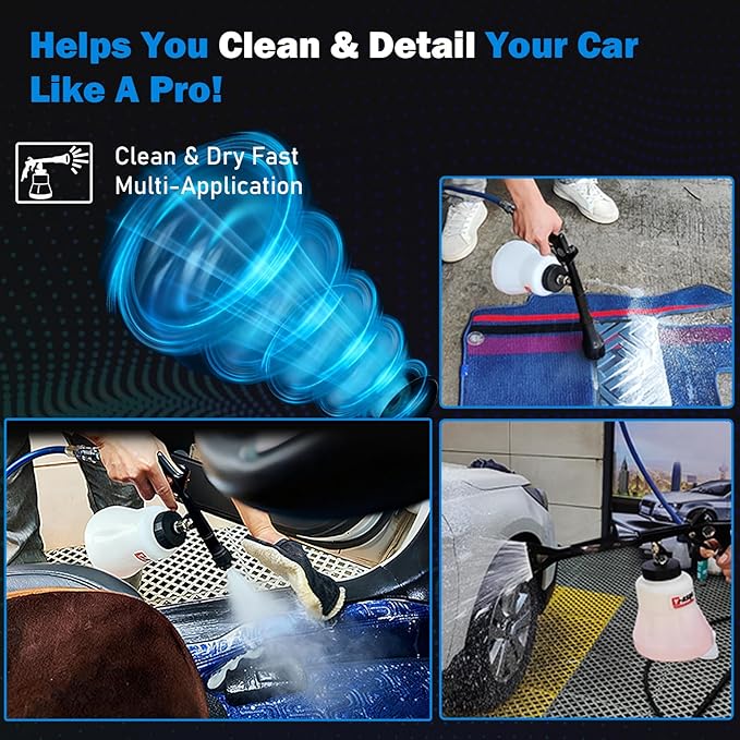Y-ASQA Car Cleaning Gun Professional Deep Stain Removal air Pulse car Detail Thicken Cleaner Gun for Upholstery Carpet seat Canopy Interior Detailing Cleaning Kit