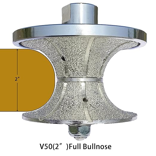 VANEPIC V50 2 inch Diamond Full Bullnose Profile Wheel Diamond Hand Profiler Router Bit Wheel Vacuum Brazed with 5/8-11 Thread for Grinder Polisher Granite Marble Concrete and Countertop Edge Shaping