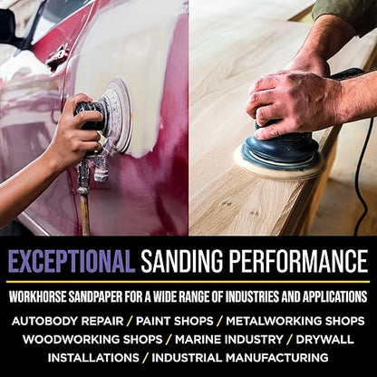 Dura-Gold Premium 220 Grit 5" Purple Film Ceramic Sanding Discs, 8-Hole Pattern, Box of 50 - Dustless Hook & Loop Backing Sandpaper for DA & Random Orbital Sanders - Sand Auto Paint, Wood, Woodworking