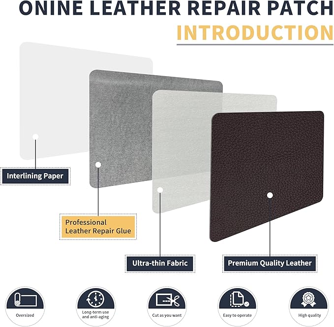 ONine Leather Repair Tape,Self Adhesive Leather Repair Patch,Leather Patches for Furniture,Sofa,Car Seats,Office Chair. Vinyl Repair Kit 16x48in(Dark Reddish Brown)