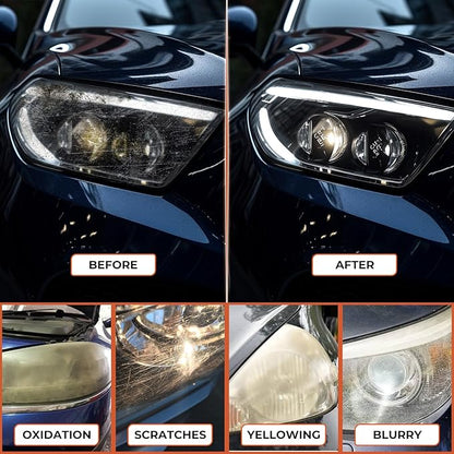 ISINFLASH Car Headlight Restoration Kit, 3 Easy Steps to Restore Sun Damaged Automotive Headlights Lens, Polish Restorer Cleaner Tool DIY Polishing, Sanding Discs, Scouring Pads for Electric Drill