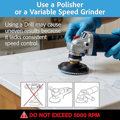 4 Inch Diamond Tile Polishing Pads for Grinder Polisher, 15 PCS Wet Dry Concrete Polishing Pads Kit including 5/8-11 Rubber Backer Pad and 30-3000 Grit Polishing Pad for Marble, Granite Polishing (15)