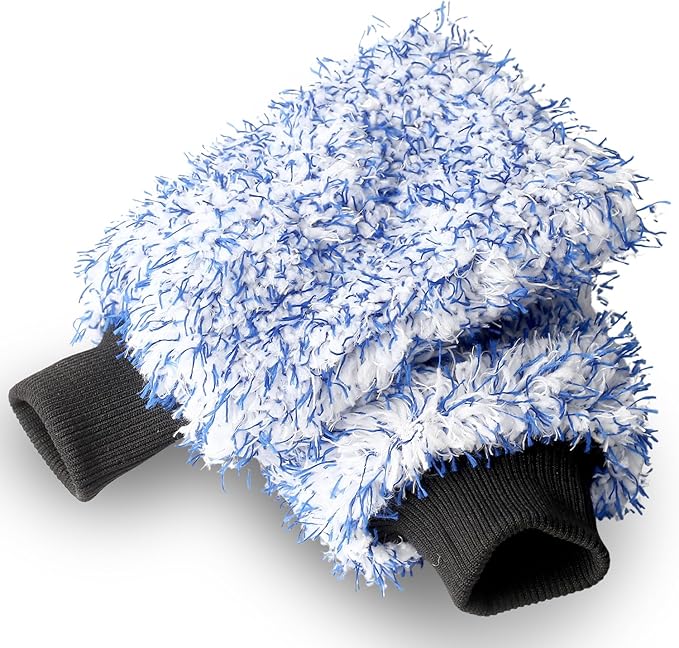 Dekotech Premium Microfiber Car Wash Mitts – Ultra-Soft, Lint-Free & Scratch-Free Chenille Gloves for Maximum Suds, Streak-Free Shine & Effective Hand Washing (2 Pack)