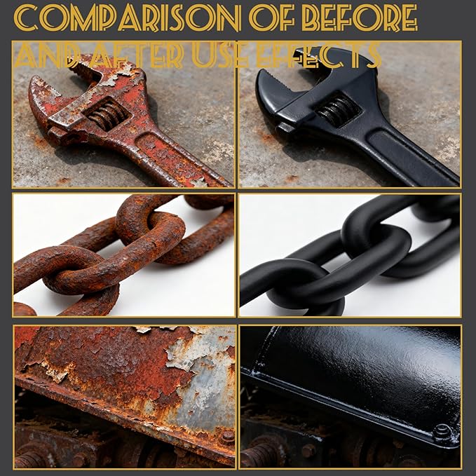 Qlonry 4-in-1 Upgraded Rust Converter & Metal Primer,1Gal/133Fl.oz Black Rust Inhibitor Paint for Metal, Heat Resistance & UV Resistant Automotive Water Based Rust Reformer Rust Paint