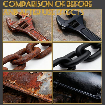 Qlonry 4-in-1 Upgraded Rust Converter & Metal Primer,0.26Gal/34.64Fl.oz Black Rust Inhibitor Paint for Metal, Heat Resistance & UV Resistant Automotive Water Based Rust Reformer Rust Paint