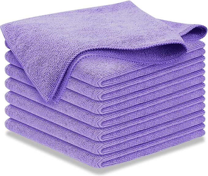 USANOOKS Microfiber Cleaning Cloth - 1200 Washes, Ultra Absorbent Towels Grip Root Weave Grime - 08pack - Purple