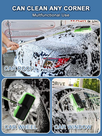 59" V-Shaped Car Wash Brush with Long Handle Snow Sweeping Brushing Adopts Soft Bristle Design Not Floating Hair Suitable for Detail Cleaning Tires Roof SUV RV MPV Truck Camper Indoor Outdoor Window