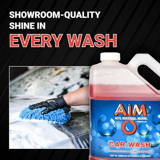 AIM Chemicals Car Wash - High Foam Formula Car Shampoo, Professional Car Wash Shampoo Compatible with Ceramic Coatings - Ideal for Foam Guns - Streak-Free Finish for Detailing - 1 Quart