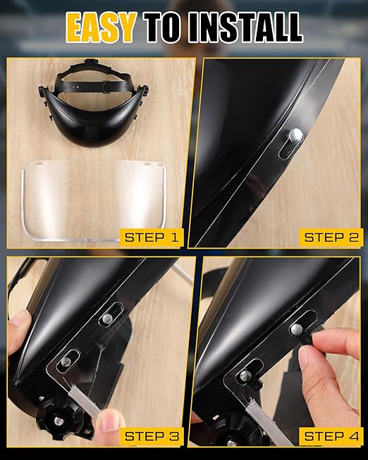 Copkim 3 Pack Super Safety Face Mask Shield for Grinding Face Shield Mask for Grinding and Cutting Clear Full Impact Resistant High-definition PC for Woodworking Debris Work Construction High Impact