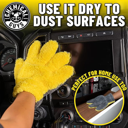 Chemical Guys The Stranger Double Sided Mitt Yellow/Black 2 Pack - Versatile Car Wash and Detailing Mitt with Scratch-Free Microfiber Cleaning (MIC51002)