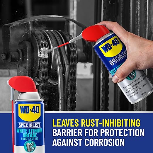 WD-40 Specialist White Lithium Grease Spray with SMART STRAW SPRAYS 2 WAYS, 10 OZ [6-Pack]