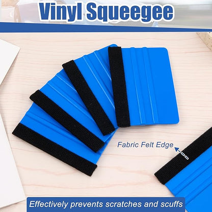 Tint Squeegee, 30 Pcs Deformation-Resistant Vinyl Squeegee with Fabric Felt Edge and Removable Felt Pad, Prevents Scratches and Scuffs, 4x2.9 Inches, for Window Tinting, Car Film or Poster Application
