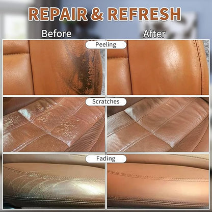 BSCPAM Light Brown Leather Recoloring Balm with 100ml Mink Oil,Leather Couch Scratch Remover,Leather Repair kit for Vinyl Furniture and Car Interior,Leather Dye Paint,Mink Oil for Leather